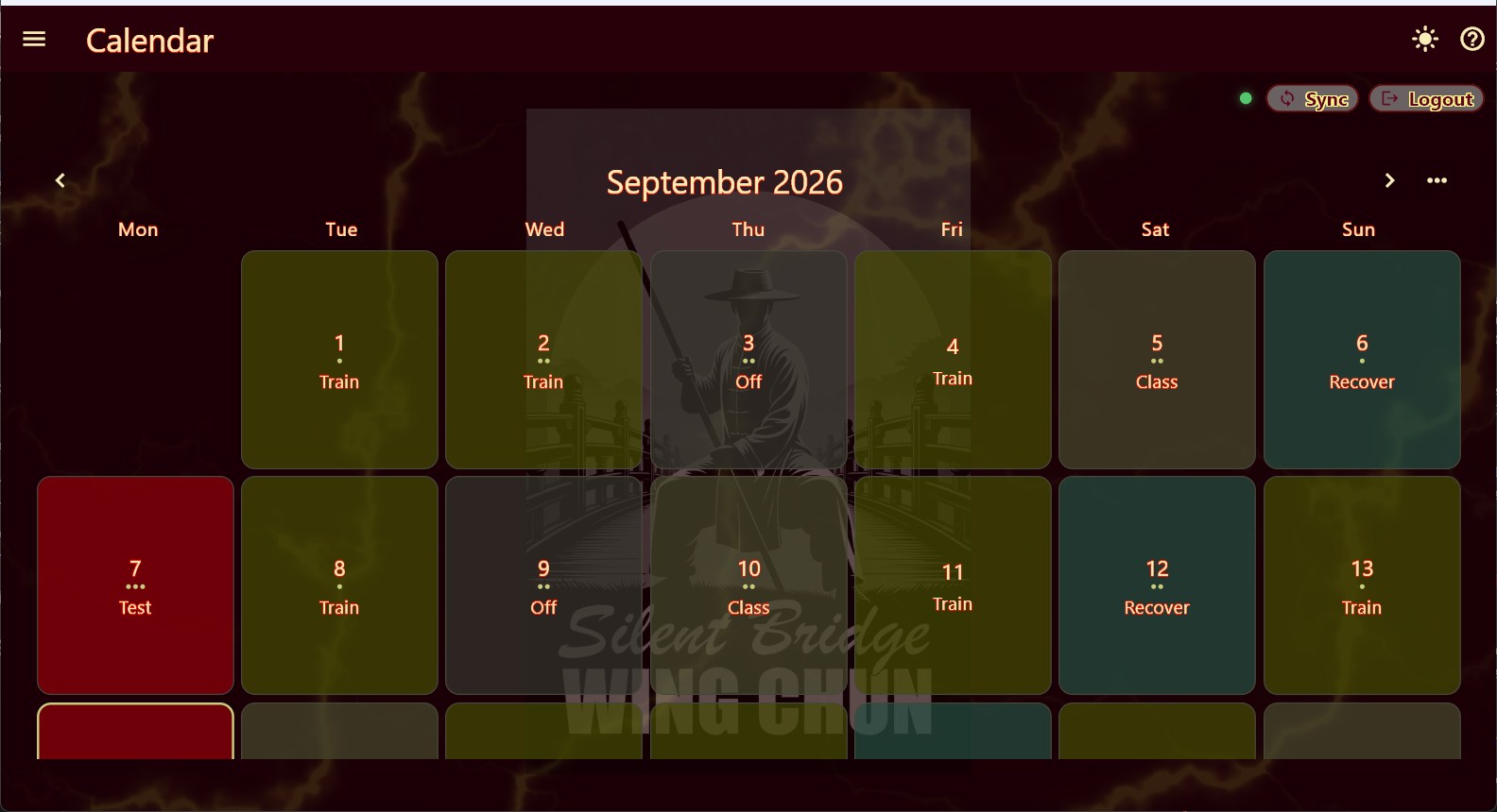 The student-facing class schedule, under the school's own logo and colors